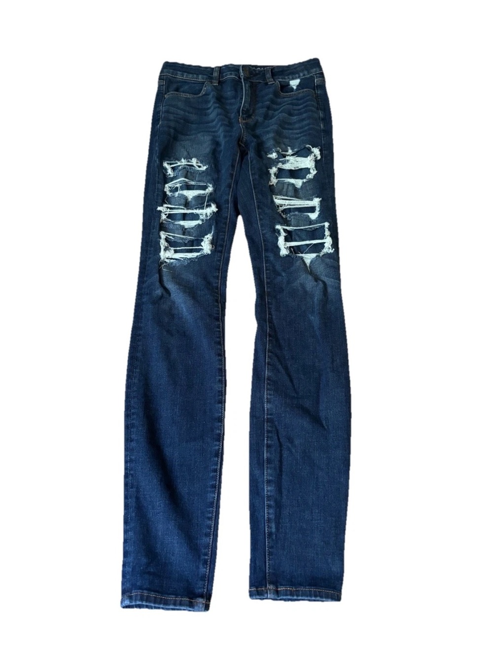 American Eagle Outfitters Dark Blue Ripped Skinny Jeans